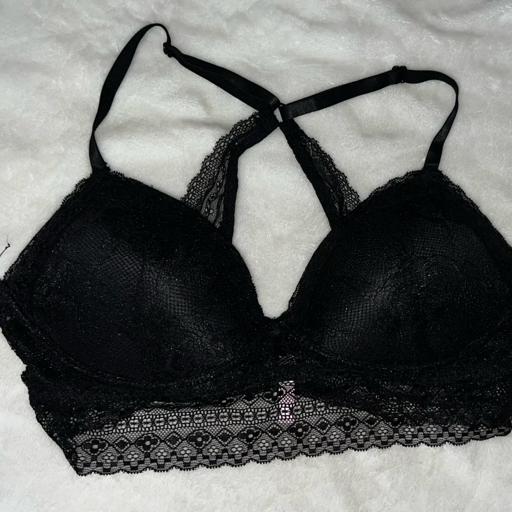 Womens black lace bralette pullover size medium